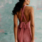  Summer halter neck wrap maxi dress with an open back and high split