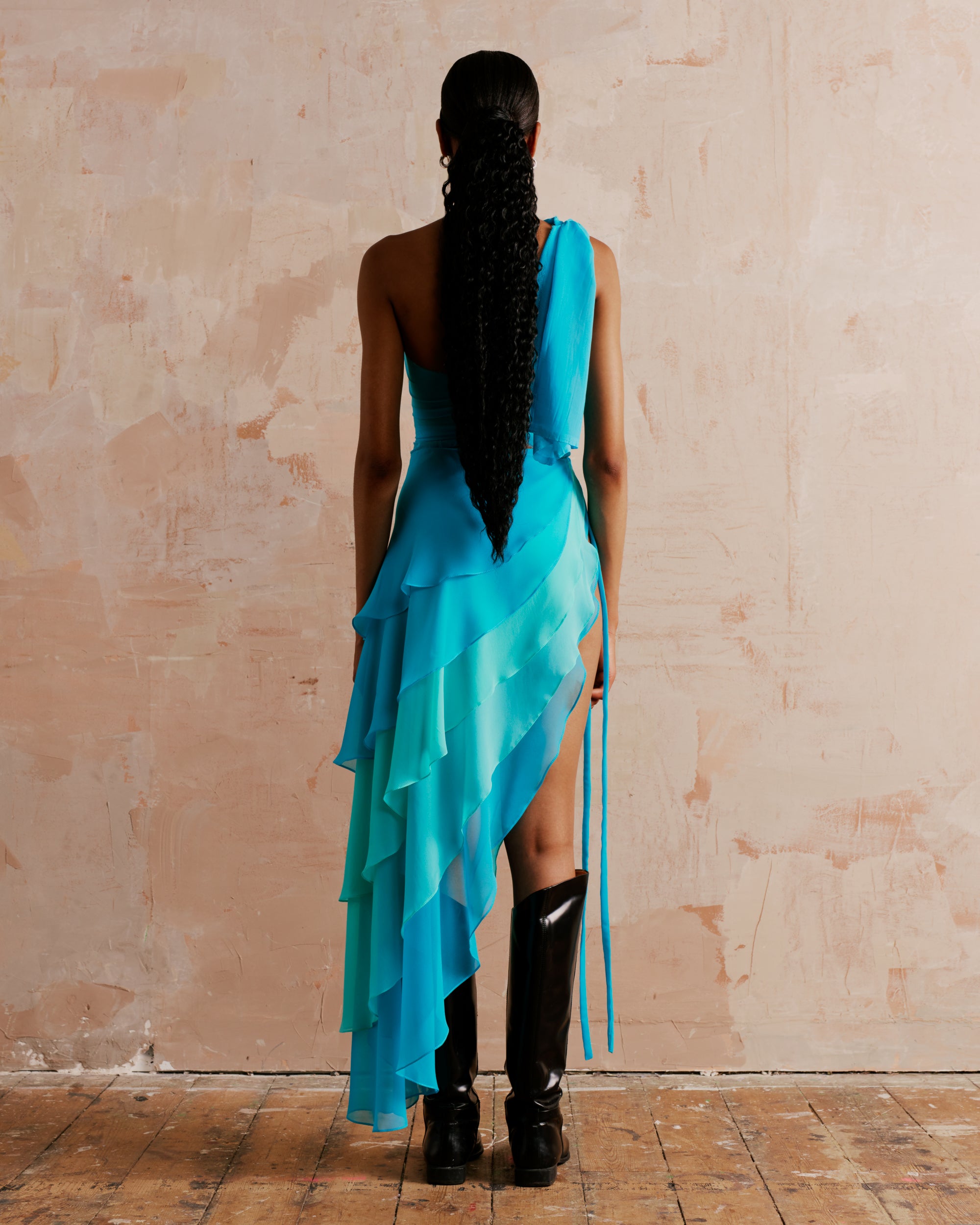 Layered chiffon wrap skirt
